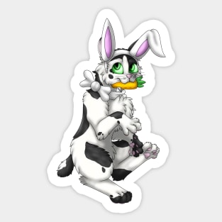 Bobtail BunnyCat: Black Bicolor (White) Sticker